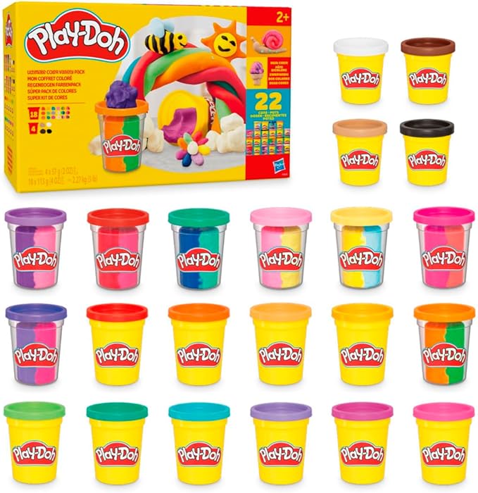 Play-Doh 22 Pack Ultimate Color Variety, Bulk Assorted Colors, 2 & 4 Ounce Modeling Compound Cans, Kids Arts & Crafts, Preschool Toys, Ages 2+ (Amazon Exclusive)