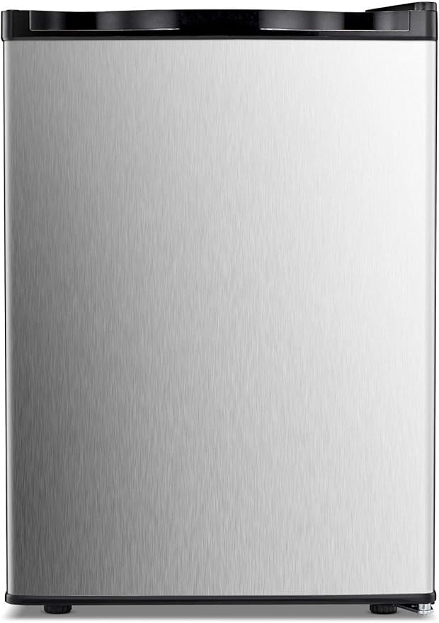 Antarctic Star Upright Freezer 2.1 Cu.ft, Compact Mini Freezer with Reversible Single Door, Temperature Control, Removable Shelves, Small freezer Stainless Steel for Dorms Home Office, Silver