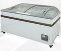 Chest Freezer for Supermarket Glass sliding Door 65" White Showcase Freezer Curve Display Top w/Storage Baskets - 22 Cu.Ft SDSC600
