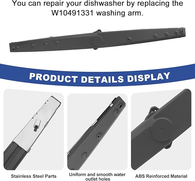 WPW10491331 Dishwasher Lower Spray Arm For Whirlpool Amana Admiral Maytag Dishwasher Spray Arm,Replaces W10491331, 2312843,PS11755592 Dishwasher Parts