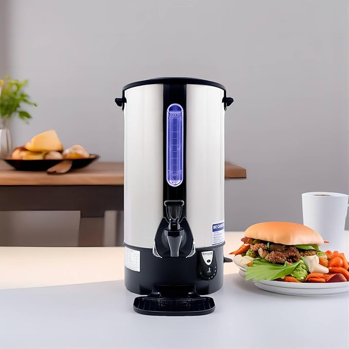 Commercial Electric Kettle Warmer Stainless Steel Hot Water Dispenser Hot Water Boiler And Warmer with Faucet Quick-Temp or Boil for Tea Coffee 1500W 11.6 Liter Capacity