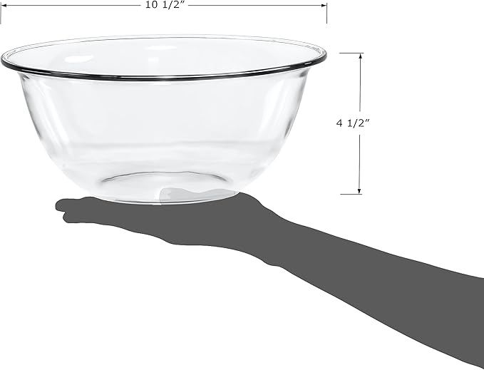 Red Co. 10.5” Dia Round Clear Glass 3 Qt Mixing Prep and Serving Bowl, Large