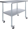 AmGood 48" Long x 30" Deep Stainless Steel Table with Casters
