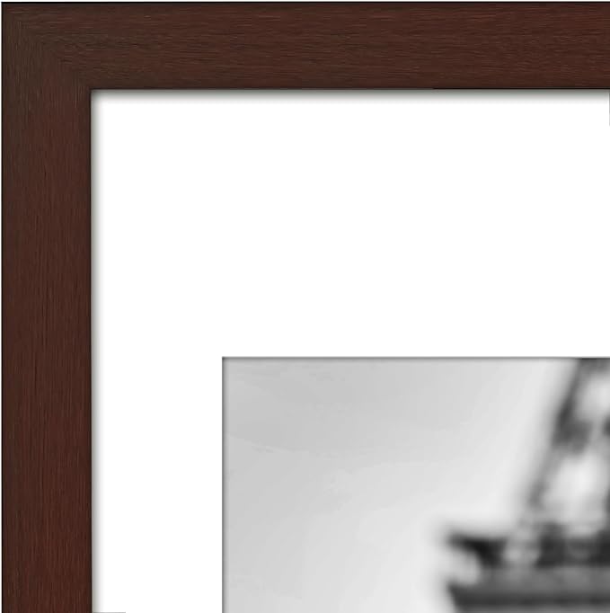 Americanflat 8x12 Picture Frame with Polished Plexiglass - Set of 5 - Use as 6x8 Frame with Mat or Display 8x12 Photo Without Mat - Galleria Collection - Picture Frames for Wall Display - Mahogany