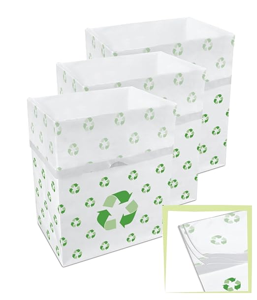 13 Gallon Disposable Pop-Up Trash Cans (3-Pack, Multi-Liner) with Fitted Bags – Foldable Garbage & Recycling Bins for Parties, Events & Kitchen (Recycle, 17" H x 13.5" W x 10" D)