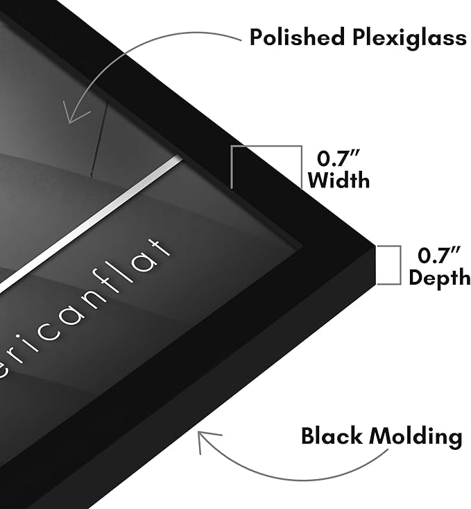 Americanflat 16x21 Picture Frame with Polished Plexiglass - Streamline Collection - Thin Border Picture Frame for Wall Display - Hanging Hardware Included - Black