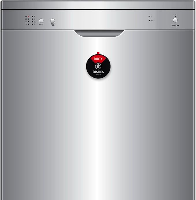 Kichwit Dishwasher Magnet Clean Dirty Sign Indicator with Running and Empty Options, Works on All Dishwashers, Non-Scratch Strong Magnetic Backing, Residue Free Adhesive Included, 4 Inch, Black
