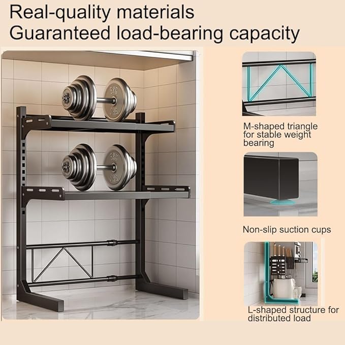 3-Tier Microwave Stand, Expandable(15.4"- 24.4") Heavy Duty Adjustable Shelf Microwave Oven Rack, Kitchen Countertop Organizer and Storage, Organizer Shelf for Rice Cooker Shelf