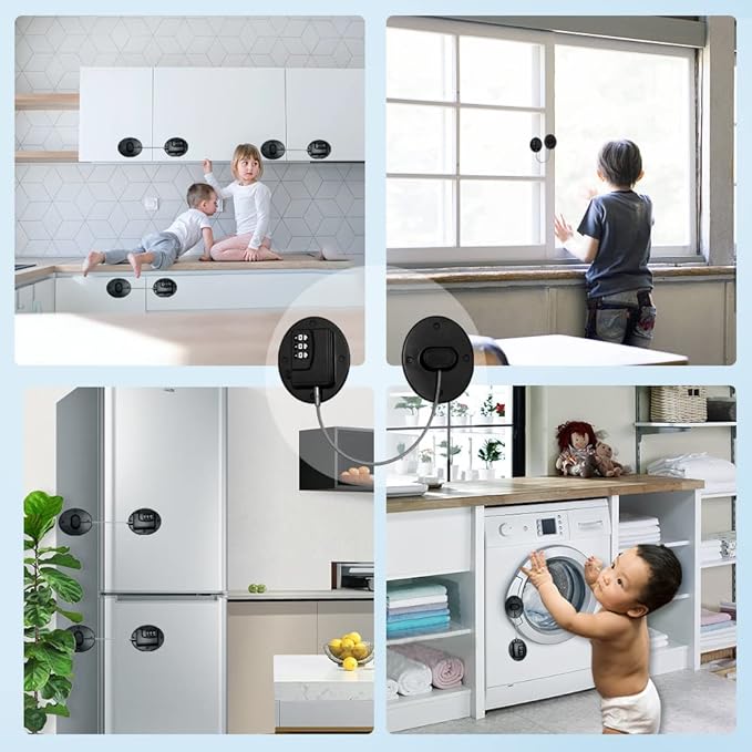 AOSITE Mini Fridge Locks for Kids No Drill Refrigerator Locks for Adults Cupboard Lock Child Safety Locks for Cabinets Drawer Locks Freezer Lock Baby Proofing