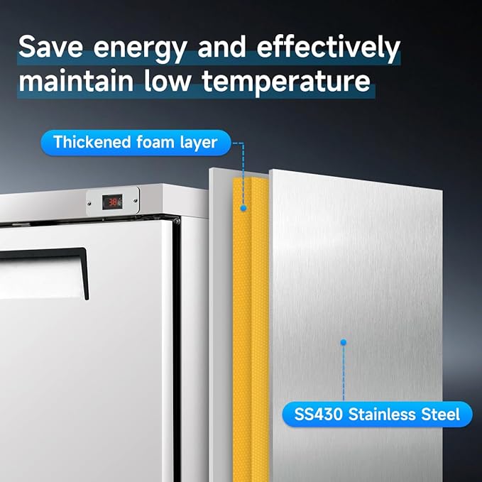 DeepTide 29" W Commercial Undercounter Worktop Refrigerator, 8 Cu.ft Commercial Refrigerator with 1 Door, 33-40°F, Stainless Steel, ETL&DOE, for Restaurants, Stores, kitchen