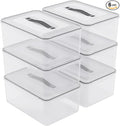 6 Packs Large Plastic Airtight Rectangular Food Storage Container, 15L/33 Lbs, Kitchen Pantry Dry Food Cat/Dog Food Storage Containers Set, Proof Dough Containers, Bread Box