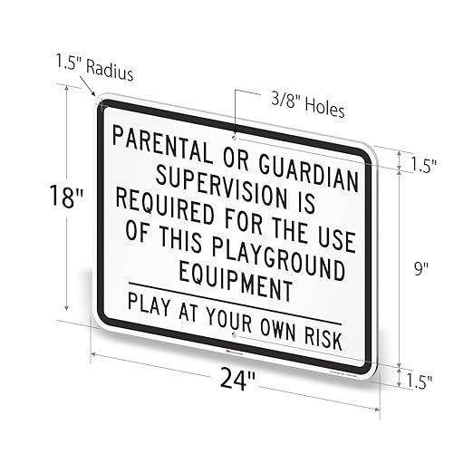 SmartSign 18" x 24" 'Parental/Guardian Supervision Required For Use Of This Playground Equipment' Metal Sign, 80 mil Aluminum, 3M Laminated Engineer Grade Reflective, Black/White, USA-Made