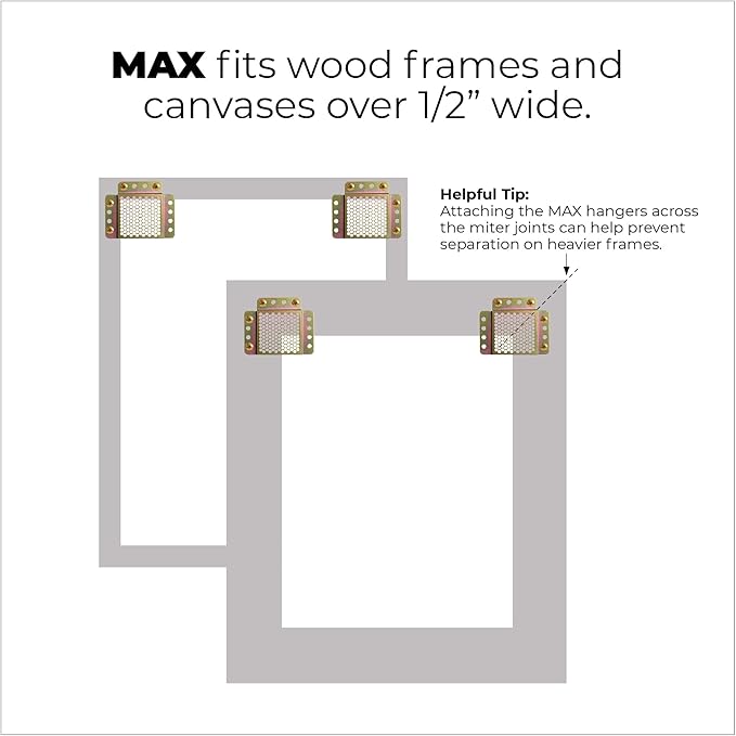 144 Pcs Picture Hanging Kit, The Ultimate Picture Hangers for Wood Frames and Canvases, for use on Drywall, Requires No Measuring or Moving Hardware to Hang Artwork, Hangs 12 Frames