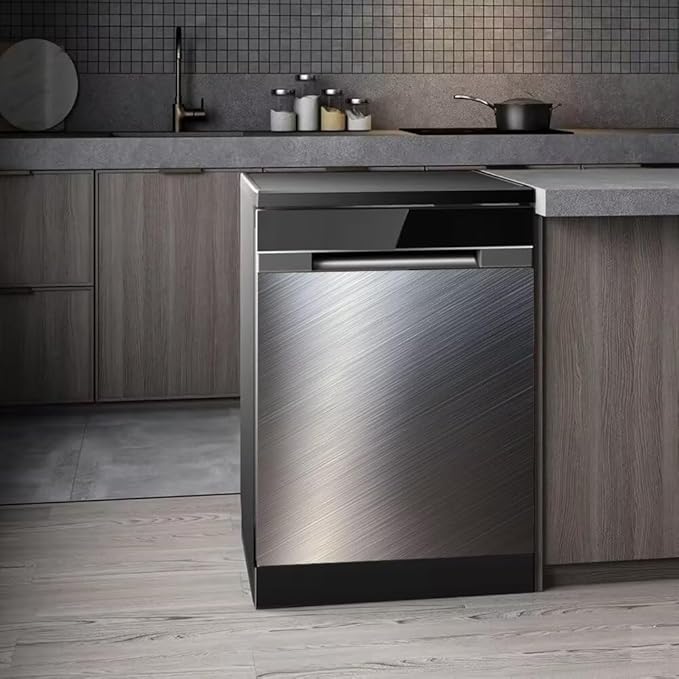 Stainless Steel Dishwasher Magnet Cover, Silver Magnetic Dishwasher Cover for Front Door Panel, Magnetic Dishwasher Decorative Panel Decal Refrigerator Sticker, 23"x 17"