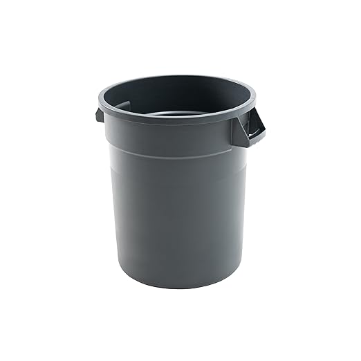 PRO&Family Commercial Round Trash Can, Ingredient Bin, Heavy-Duty Plastic, Anti-Static, Kitchen, Office, Outdoor Use (Gray, 20 Gallon)
