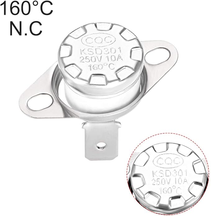 uxcell KSD301 Thermostat 160°C/320°F 10A Normally Closed N.C Adjust Snap Disc Temperature Switch for Microwaves,Oven,Coffee Maker 5pcs,Ceramic Material