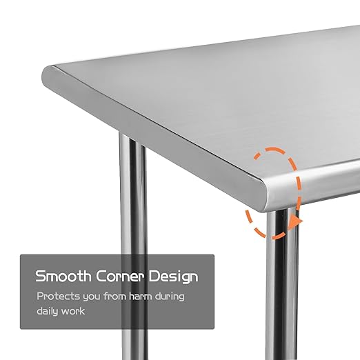 Stainless Steel Table for Prep & Work 60 x 24 inches, 5ft, Heavy Duty Metal Table with Adjustable Undershelf for Commercial Kitchen, Restaurant, Home, Hotel, Laundry Room,Garage, Workshops