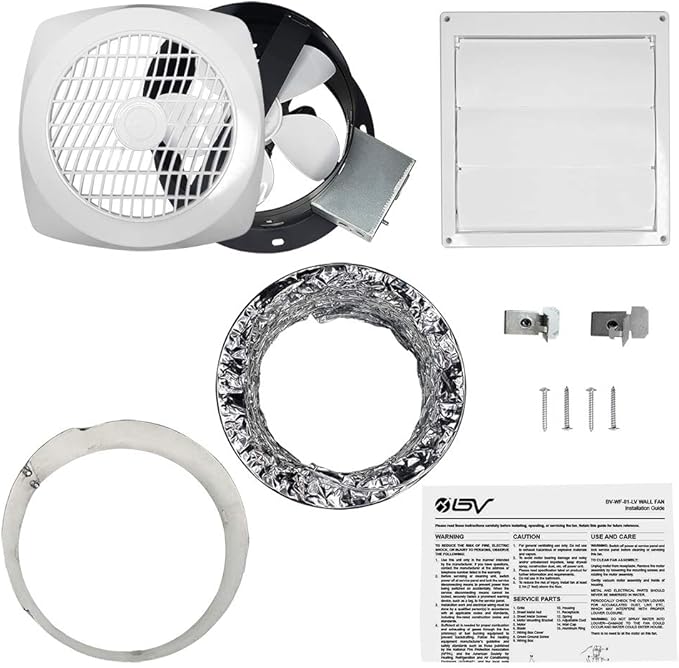 BV Ventilation Exhaust Fan for Home, Through-The-Wall Utility Fan, 70 CFM, 4.0 Sones, 6 inch