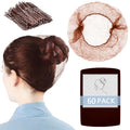 110Pcs Hair Net Brown Set- 24 inchess Invisible Nylon Wig Net 60Pcs - Perfect for Hair Buns, Kitchen Food Service,60pcs hair net and 50pcs U Shaped Hair Pins 2.4inch Women/Men