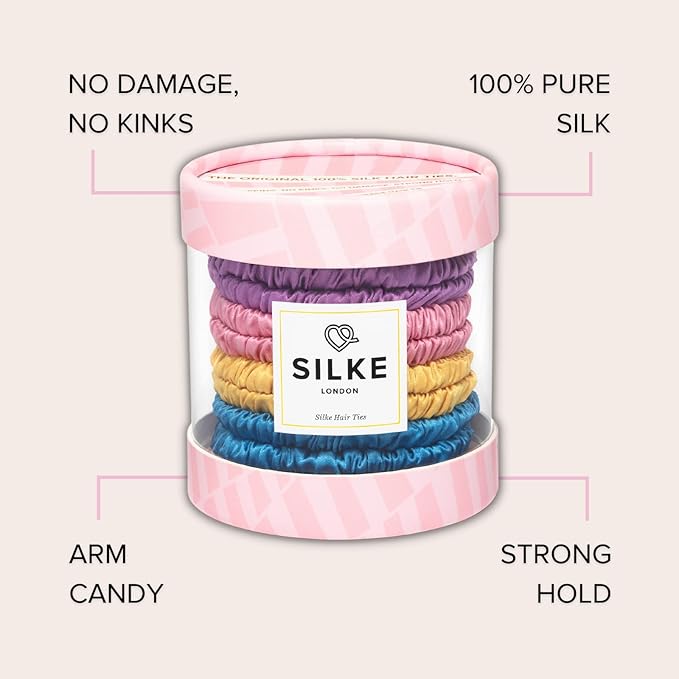 SILKE Hair Ties - Blossom | Luxurious Silk Scrunchies (6 Pack) for Women | All-Hold, No-Damage Hair Ties for All Hair Types & Styles
