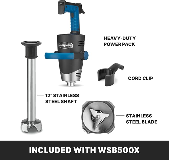Waring EVOX 12" Big Stik Immersion Blender, 1.5 HP Variable Speed, 10-Gallon Capacity, for Sauces, Dressings, Marinades & Soups, WSB500X
