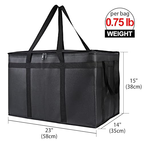 Bodaon 2-Pack Insulated Food Delivery Bag, XXX-Large Meal Grocery Tote Insulation Bag for Hot and Cold Food, Commercial Warming, Large Capacity Reusable Shopping Bags, Cooler Bags (Black + Black-Red)
