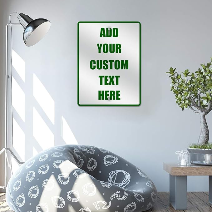 Aluminum Weatherproof Metal Sign Multiple Sizes Custom Personalized Text Here White Green Directions Vertical Street 9x12Inches