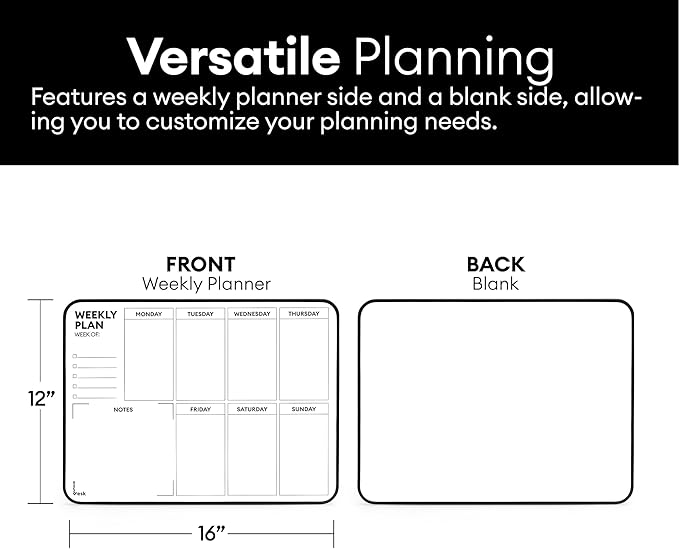 Double Sided Weekly Dry Erase Board with Stand 16"x12", to-do List White Board Calendar Dry Erase, Desktop Whiteboard Calendar, Schedule Board, Message Board, Menu Board for Home Office