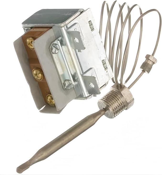 AS-300228 450° Fryer Safety Thermostat - for Tri-Star Fryer Thermostat Replacement 300228 TRS300228 TSF-4050HD TSF-6575-E-L - W/AUTO RESET, FIXED BULB 5/16" X 3-1/2" NICKEL CAP 36"