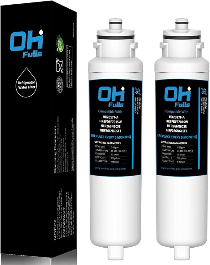 Water Filter HX2017F-A Replacement, Compatible with Hisense HX2017F-A, HX2017FR-A Water Filter Cartridge, 2 Filters Included