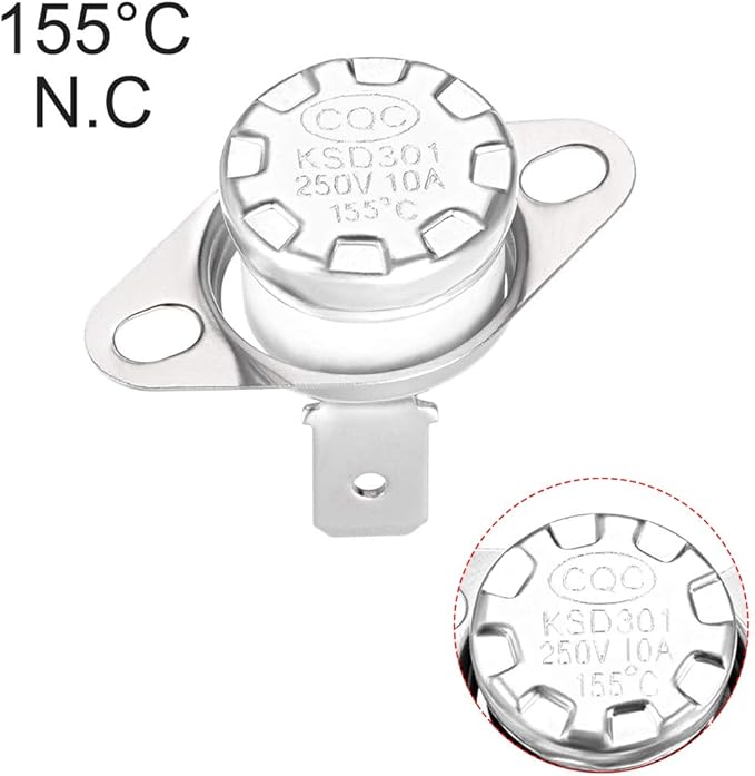 uxcell KSD301 Thermostat 155°C/311°F 10A Normally Closed N.C Adjust Snap Disc Temperature Switch for Microwaves,Oven,Coffee Maker 2pcs,Ceramic Material