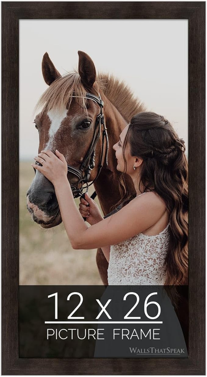 wallsthatspeak 12x26 Espresso Brown Picture Frame for Puzzles Posters Photos or Artwork