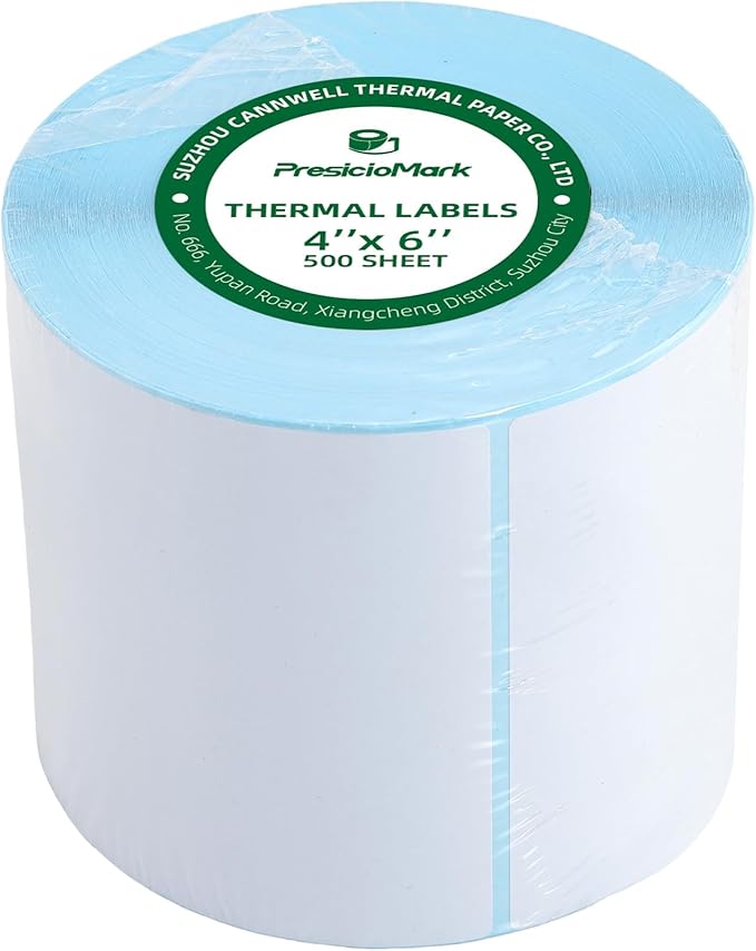 1000 Labels 2 Rolls 4"×6" Direct Thermal Shipping Labels, Perforated and Strong Adhesive, Commercial Grade, Compatible with Zebra, Rollo, Jadens, Nelko, and Other Thermal Printers