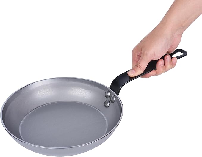 Restaurantware Met Lux 9 Inch Fry Pans, 6 No-Stick Frying Pans - Induction-Ready, Triple-Riveted, Silver Carbon Steel Cooking Skillets, Durable, For Searing, Sauteing, And Browning Food