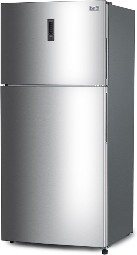 BLACK+DECKER 16.4 Cu. Ft. Top Mount Refrigerator with Freezer, 2 Door Refrigerator with Top Freezer and Separate Temperature Controls, Auto Defrost, Full Size, BR1640KS, Stainless Steel Look