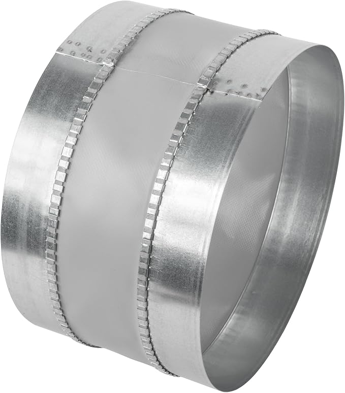 Vent Systems 10" Inch Flexible Vibration-Reducing Female Fit Duct Connector – Galvanized Steel HVAC Ducting for Joining Two Male Duct Fittings – Dust Collection Fittings Inline Noise-Reducing Coupler