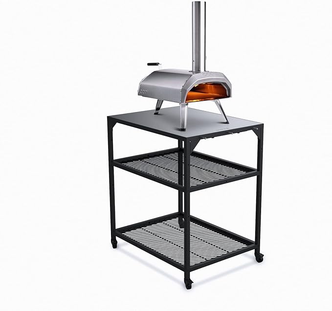 Ooni Medium Modular Table - 31x22x35" Pizza Oven Table Cart, Stainless Steel Pizza Oven Stand, Grill Barbecue Stand, Outdoor Table, Pizza Oven Accessories, Outdoor Pizza Oven Tables, Pizza Station