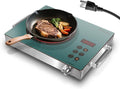 Single Burner Electric Cooktop 1800W, One Burner Electric Stove 110V, Countertop Electrics Burner with Knob & Touch Control, 180Mins Timer, 3 Cooking Mode & Safety Lock, 110V Plug in(Green)