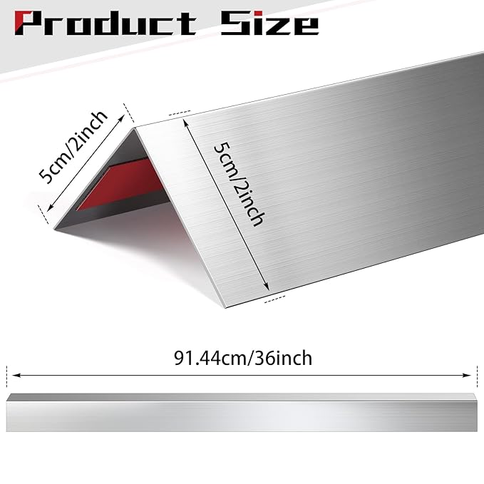 Therwen 10 Pcs 304 Stainless Steel Wall Corner Guards 2 x 2 x 36 Inch Self Adhesive Heavy Duty Corner Protector Trim with 90 Degree Angle for Wall Protection Metal Edge Guard