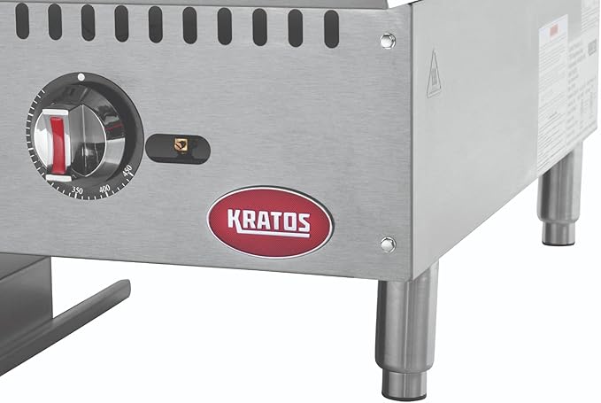 Kratos 36" Wide Commercial Restaurant Gas Countertop Griddle, Thermostatic Controls, 3 Burners, 90,000 BTU Output (29Y-008)