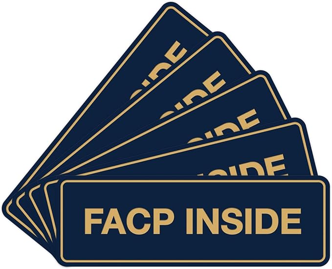 Signs ByLITA Standard FACP Inside Sign | Fire Safety Signage (Navy Blue/Gold) - Large 5 Pack