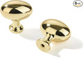 khtumeware 6 Pack 1-3/8 inch(35mm) Polished Brass Cabinet Knobs Dresser Knobs Oval Unlacquered Brass Drawer Knobs Kitchen Cabinet Hardware Egg Knobs for Dresser Drawers
