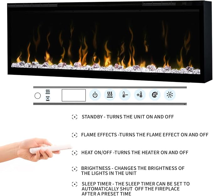 Dimplex IgniteXL 50" Built-in Linear Electric Fireplace (Model: XLF50), 8530/5118 BTU, 240/120 Volt, 2500/1500 Watt, Black