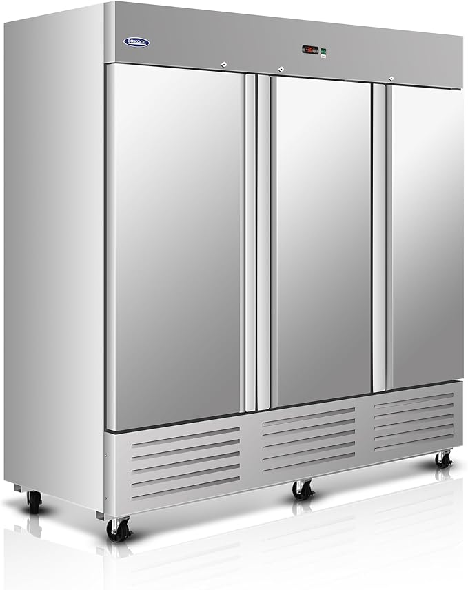 81"W Commercial Refrigerator Freezer,72 Cu.ft Commercial Refrigerator with 3 Solid Door Reach-In Freezers Stainless Steel,ETL Upright Freeze Storage w/ 9 Adjustable Shelves,LED,for Restaurant,Silver