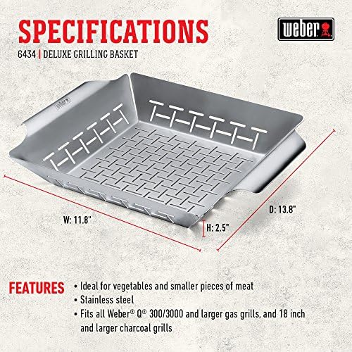 Weber® Deluxe Grilling Basket, Stainless Steel for Gourmet Grilling - Image 3