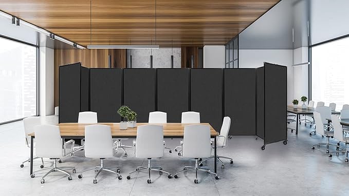 Versare Room Divider 360 Portable Wall Partition | Folding Panels | Large Freestanding Divider | Locking Wheels | Temporary Room Separator