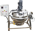 50L Jacketed Kettle 220V Commercial Electric Automatic Cooking Pot Tilting Jacketed Pot 750W Three Phase with Mixer for Soup Sugar Jam Chilli Tomato Sauce