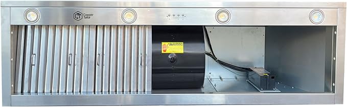 60-inch Range Hood Insert, CT Copper Tailor Built-In Vent Hood Ducted with 4-Speed Fan, 1260 CFM, LED Light, Dishwasher-safe Baffle Filter, in Stainless Steel