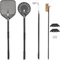 4 Piece Pizza Oven Kit (Extended Edition) Pizza Turning Peel 9 Inch Perforated Pizza Peel 12 Inch 40 Inch Aluminum Handle Pizza Oven Brush and Ash Rake Pizza Peel Set Pizza Oven Tools Kit