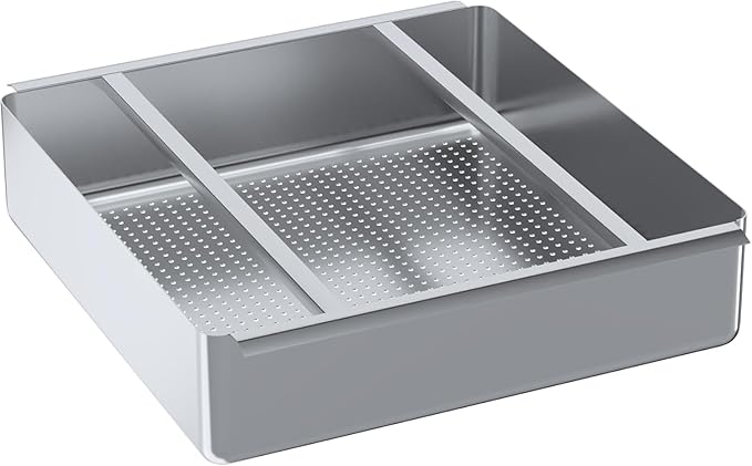Pre-Rinse Basket with Stainless Steel Slides | Premium Quality Stainless Steel Scrap Basket for Commercial Sinks | 19 3/8" x 19 3/8" x 3.5"